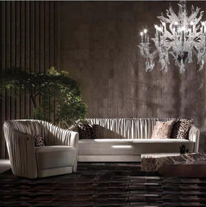 घरेलू अंदरूनी लक्जरी अपार्टमेंट डिजाइन नेवी ब्लू चमड़े के कपड़े में 3-सीटर सोफा आधुनिक सुरुचिपूर्ण डिजाइन चमड़े के सोफे - Product Image 2