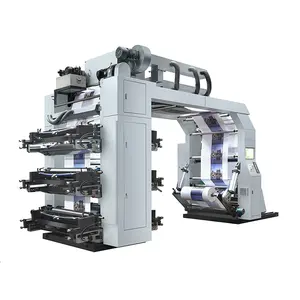 economical medium speed 6-color stack type plastic film flexographic printers flexo printing machine