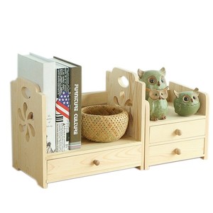 Desktop Wooden <b>Storage</b> <b>Box</b> With <b>Drawers</b> Rectangle Natural Wood Color Solid Color Covered Compartments Office Dormitory Organizer - Product Image 5