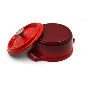 Casserole ronde émaillée vintage classique HOMEFELT Chef's, <span class=keywords><strong>en</strong></span> <span class=keywords><strong>fonte</strong></span>, avec couvercle, écologique, modèle PT02, rouge cardinal - Product Image 5