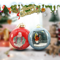Ornamen Bola Natal Lukisan Tangan 3D Tampilan Dalam, Hiasan Gantung, Kerajinan Seni, Menerima Pesanan Khusus
