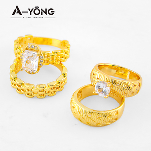 Original Design Wedding <b>Couple</b> <b>Rings</b> 21k Gold Plated Italian Sparkly Zirconia Unique Personality <b>Ring</b> for Gift - Product Image 6