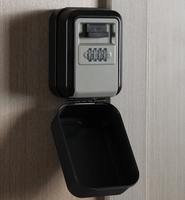 Boîte à clés murale antivol en alliage d'aluminium gris, résistante aux intempéries, avec serrure à combinaison à 4 chiffres et fonction lumineuse