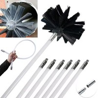 Kit de nettoyage de cheminée en acier flexible avec brosse et tige pour la dépoussiérage des fumées, outil pratique pour le nettoyage de la saleté DIY