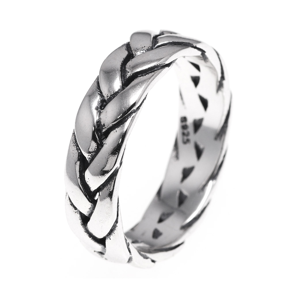 925 Sterling Silver Mens Jewelry - Braided Rings Twist