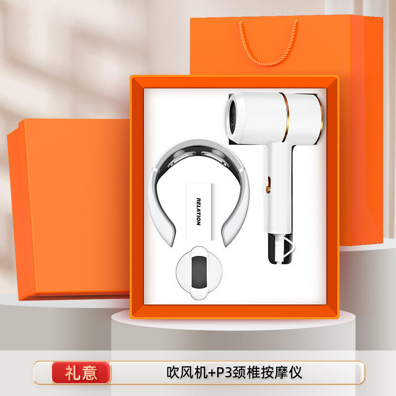 ไดร์เป่าผมพร้อมเครื่องนวดคอ - สีขาว