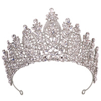 Tiara de Boda Barroca Europea-Americana al por Mayor, Corona Nupcial de Aleación con Cristales y Diamantes Incrustados