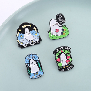 Épingle en émail fantôme émotionnel de dessin animé «Je ne suis pas <span class=keywords><strong>perdu</strong></span>, je guéris»-Insigne de revers antique moderne Cadeau de bijoux d'Halloween pour exprimer - Product Image 1