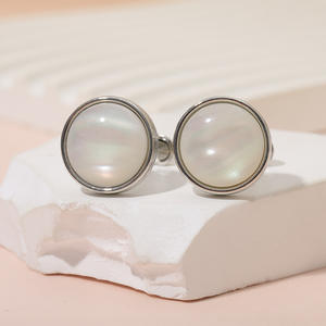 Nuevas llegadas: Gemelos de moda con cuarzo ahumado y diamantes para hombre, regalos para parejas, gemelos circulares, regalos corporativos - Product Image 5