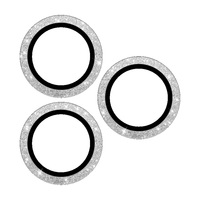 Protection d'objectif d'appareil photo en verre trempé scintillant avec bordure métallique pour iPhone 12 13 14 15 16 17 Pro Max, protection d'objectif 3D antichoc