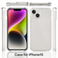 Coque de téléphone portable anti-choc PC TPU entièrement transparente pour iPhone 15