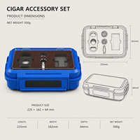 Étui à cigares rigide en métal bleu roi, grand format, anti-humidité, avec couvercle à fenêtre, doublure en mousse, compartiment pour coupe-cigares et briquet, idéal pour le voyage, cadeau pour homme, usage domestique