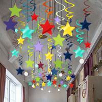 EASTTERN 30 PCS Décorations de plafond en forme d'étoiles multicolores arc-en-ciel pour mariages/anniversaires