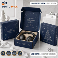 Boîte d'expédition de Noël personnalisée OEM en carton ondulé, emballage couleur avec logo pour cadeaux et e-commerce