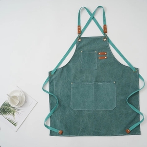 Delantal de cocina de lona de tamaño adulto al por mayor, impermeable, a prueba de aceite, ajustable, lavable, para salón, peluquería, panadería, tienda, delantales - Product Image 3