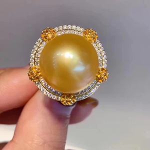 Anillo de Perlas de Agua de Mar de Nanyang, Color Natural Original, Plata Pura Japonesa S925, 14-13 mm, Redondo, Sin Defectos, Anillo de Moda - Product Image 4