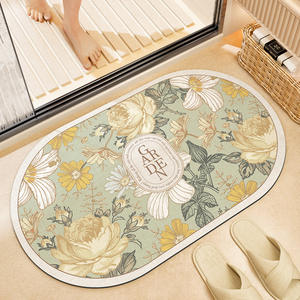 แผ่นรองอาบน้ำดินไดอะตอมเมียร์ รูปวงรี ลายดอกไม้ ดูดซับน้ำได้ดี กันลื่น สำหรับใช้ในห้องน้ำที่บ้าน - Product Image 2