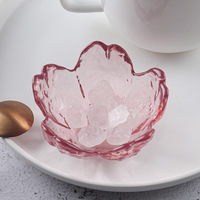Plat moderne en verre à fleurs de cerisier Bol à tremper rose Mini assiette de fruits à glace