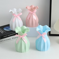 Origami vas bunga plastik tahan lama, hiasan bunga Modern untuk rumah ruang tamu pernikahan