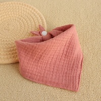 Serviette triangulaire pour bébé en tissu crêpe pur coton, imperméable, résistante aux taches, couleur unie, anti-vomissement pour enfants