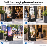 Kios Digital Signage Portabel 43 Inci Layar Sentuh Luar Ruangan IP65, Layar LCD Android Bertenaga Baterai untuk Periklanan