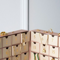 Boîte de calendrier de l'avent de Noël de luxe personnalisée, 12 tiroirs, emballage en carton rigide rose émeraude pour cadeaux de fêtes
