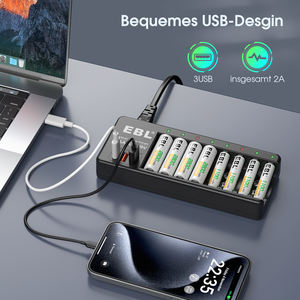 Cargador de Baterías Inteligente USB Portátil EBL de 8 Bahías para Pilas AA y AAA NI-MH de 9V - Product Image 4