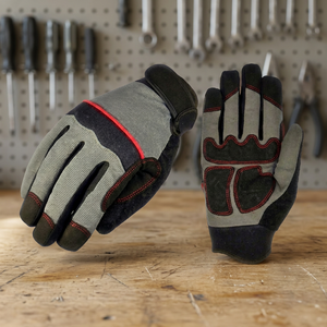 Gants de travail antidérapants en PU JNA GROUP avec poignet élastique, 4 mil, 10 pouces, gris et noir, bouts des doigts texturés, gants de sécurité polyvalents - Product Image 3