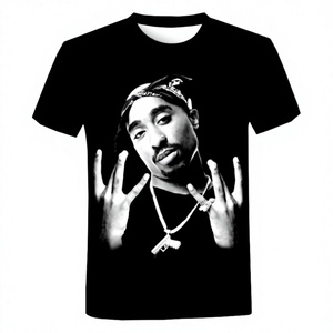 Camiseta de Hip Hop Unisex con Estampado 3D del Rapero 2Pac, Tejida, Transpirable, Informal, Lisa, de Manga Corta, Impresión Digital, Tallas Grandes, OEM, ODM - Product Image 2