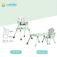 Chaise haute bébé Clafbebe 6-en-1 en PP et PU, siège rehausseur pliable, inclinaison à 4 vitesses, double plateau, base pivotante