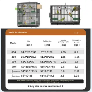 Toptan Katlanabilir Metal Modern Papağan Ekolojik Çift Katmanlı Orta Boy Lüks Villa Kuş Kafesi Plastik Tepsi ve Kutu ile - Product Image 6