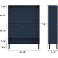 Armoire à chaussures d'entrée vintage de style australien avec porte-chaussures anti-poussière de grande capacité Bleu