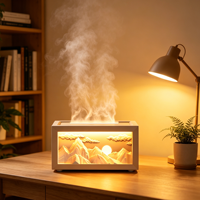 Diffuseur d'huiles essentielles à flamme 140 ml, diffuseur d'arômes ultrasonique à brume froide, humidificateur d'arômes à flamme de cheminée pour chambre à coucher