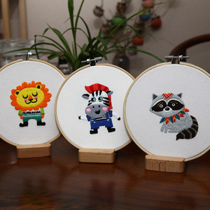 Perlengkapan Kerajinan DIY Hewan Kartun Lucu untuk Anak-anak, <span class=keywords><strong>Set</strong></span> Pemula Sulaman Silang, Seni Kain, Hiasan Dinding Dekoratif - Product Image 4