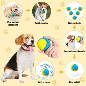 Commercio all'ingrosso TPR gomma cigolante cane palla da masticare 9cm 6.5cm colorato indistruttibile palla da Tennis per la formazione OEM disponibile - Product Image 3