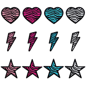 Petit patch brodé en <span class=keywords><strong>forme</strong></span> <span class=keywords><strong>de</strong></span> cœur avec motif zèbre, paillettes et éclair, thermocollant, pour décoration <span class=keywords><strong>de</strong></span> chapeaux et sacs - Product Image 4