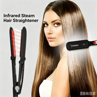 Lisseur à vapeur infrarouge professionnel, 6 vitesses, fer plat en céramique large, température réglable, utilisation en salon ou à domicile