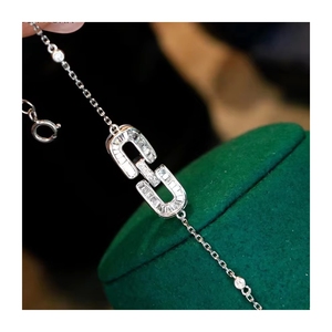 Pulsera de Cadena con Eslabones de Herradura Natural de 0.28 Quilates, Oro Blanco Real de 18K 750, Joyería Sencilla para Mujer de Xinfly - Product Image 1