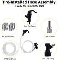 Kits de fût Ball Lock 10L avec raccord Ball Lock, ligne de distribution de bière liquide, robinet de pique-nique, régulateur de CO2, fût Corny 2,5 gallons, fût Cornelius