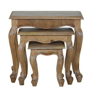 Style de Pays français Lot De 3 Tabourets/Tables Gigognes <span class=keywords><strong>En</strong></span> Bois De Manguier Massif * NEUF * - Product Image 1