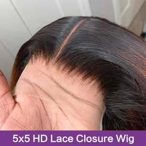 Parrucca 5x5 6x6 hd con chiusura in pizzo per donne nere ad alta densità con osso dritto capelli umani parrucca senza colla con chiusura parrucca pre-strappata - Product Image 5