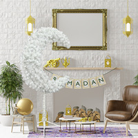 Ornement Croissant de Lune de l'Aïd Ramadan - Décoration Suspendue Étanche Couleur Framboise pour Maison, Mariage, Fête, Festival, Scène DIY