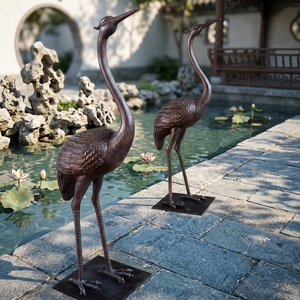 Statue de <span class=keywords><strong>grue</strong></span> et de héron en bronze grandeur nature, best-seller, sur mesure, pour usage extérieur - Product Image 1