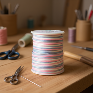 Cordoncino Ilan Rattail 1,5 mm 50 m grigio tinto a sezioni per lavori artigianali - Product Image 2