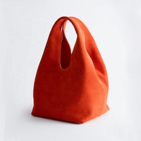 Tas Hobo Suede Oranye Label Pribadi Pabrik Tas Kustom untuk Wanita Mewah Sederhana Tas Tangan Kapasitas Besar