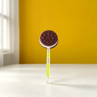 Sucettes en forme de biscuits, multicolores, saveur chocolat, emballées individuellement, boîte de présentation pour enfants
