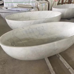 SW STONE Baignoire de <span class=keywords><strong>spa</strong></span> moderne autoportante de <span class=keywords><strong>luxe</strong></span>, baignoire ovale en pierre naturelle blanche personnalisée pour adultes, baignoire de salle de bain personnalisable - Product Image 3