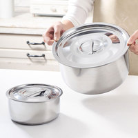 Lot de 5 Ustensiles de Cuisine en Acier Inoxydable, Casseroles et Batteries de Cuisson, Conteneur Alimentaire, Marmite à Soupe avec Couvercle en Acier