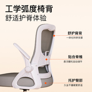 LingTuo Ergonomic Office Chair With Headrest And Lumbar Support For Home Office Study Swivel Mesh Seat W807 - Product Image 3
