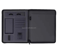 Chargeur sans fil et batterie externe Stockage à glissière Portefeuille d'affaires en cuir PU Produit de classement pratique